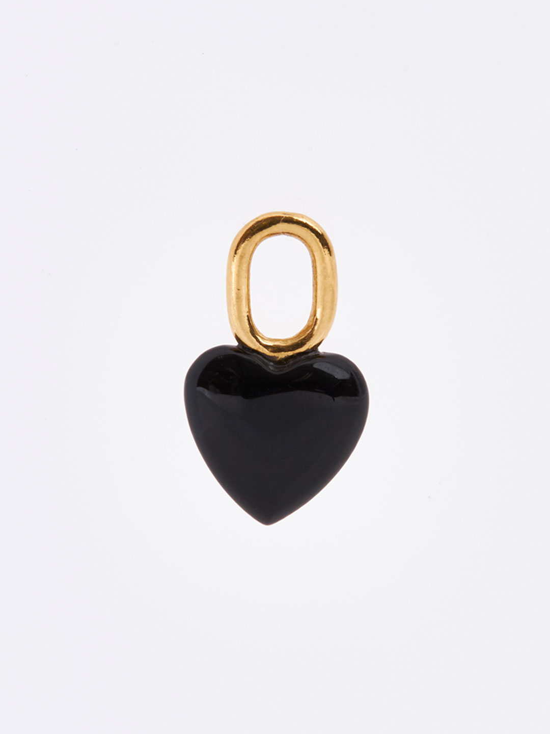 Onyx Heart Charm - Yellow Gold