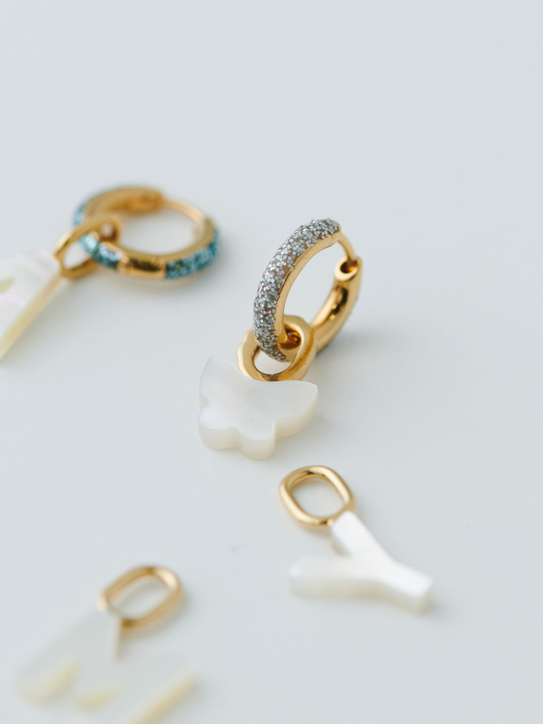 Kate Opal Glitter Huggie Pierced Earring - White