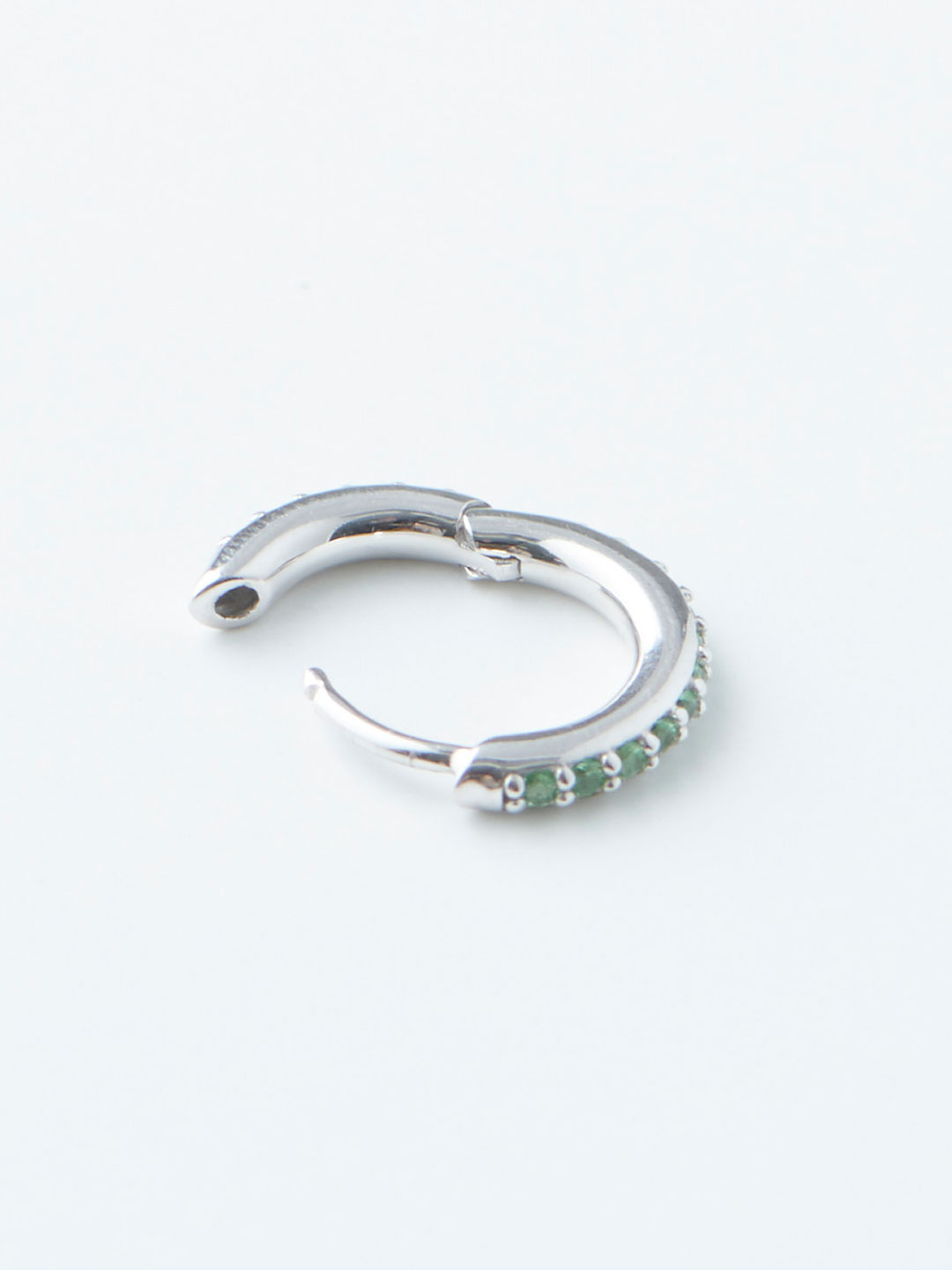 Mica 8 Green Huggie Pierced Earring - Silver