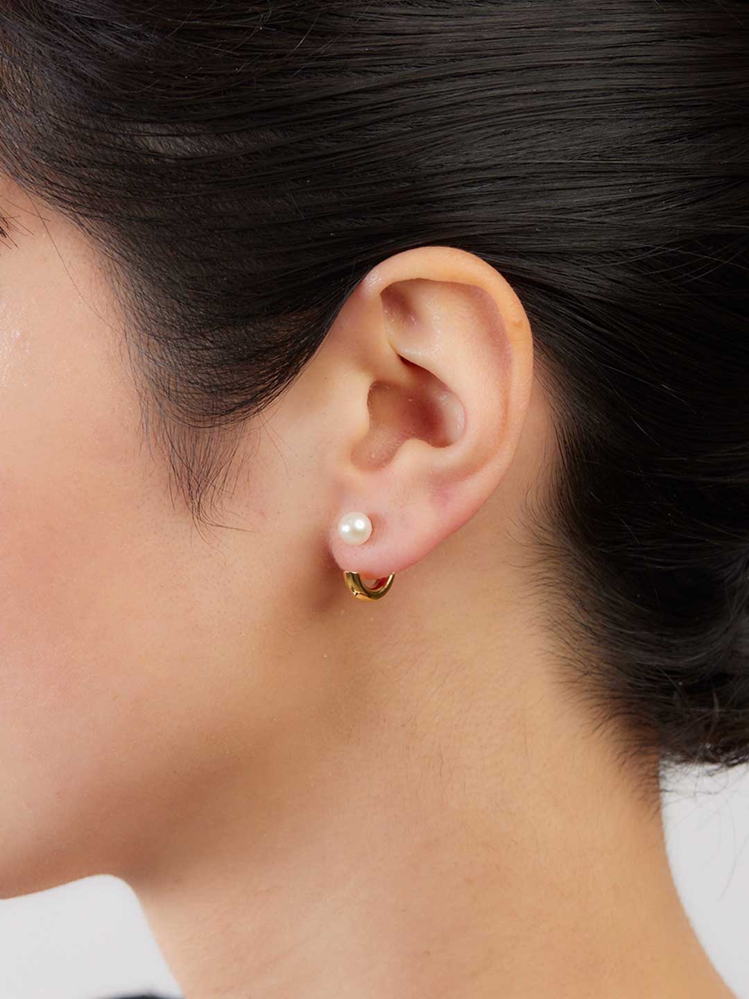 Frida Pearl Pierced Earring - Yellow Gold