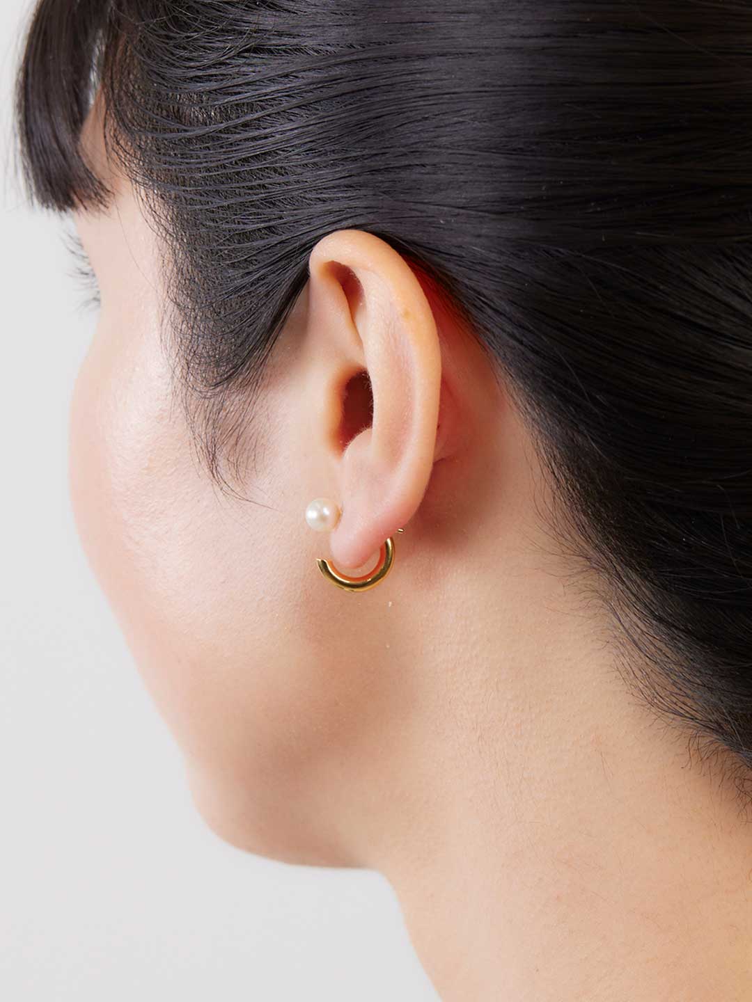 Frida Pearl Pierced Earring - Yellow Gold