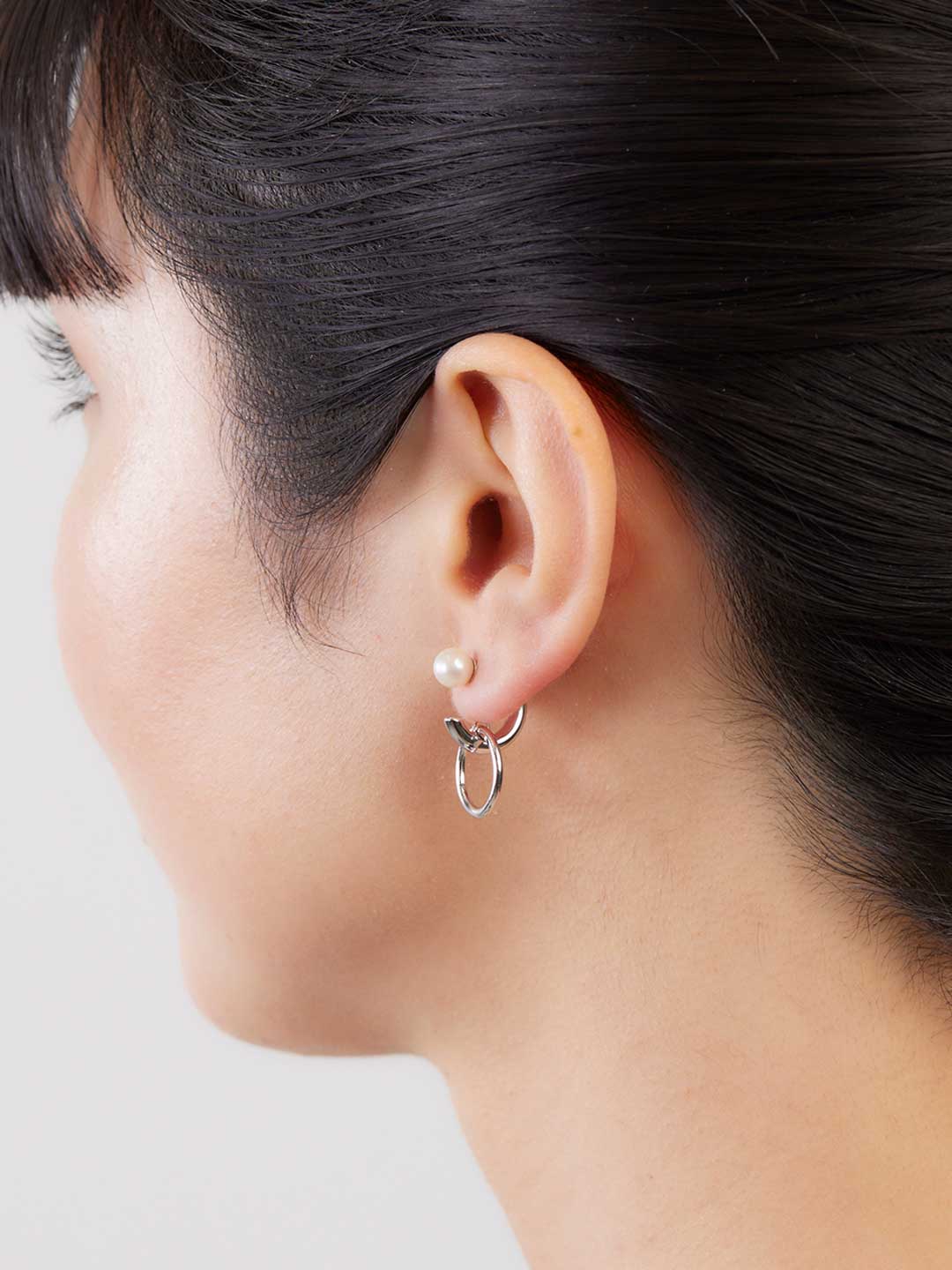 Elvira Pearl Pierced Earring - Silver