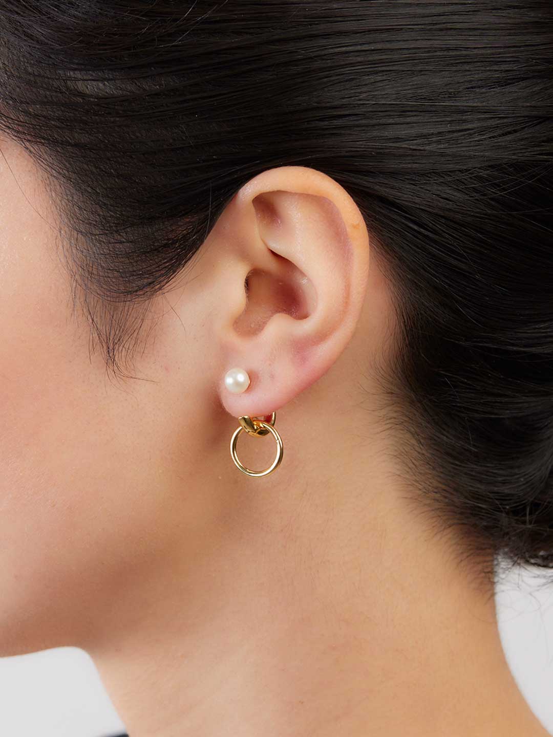 Elvira Pearl Pierced Earring - Yellow Gold