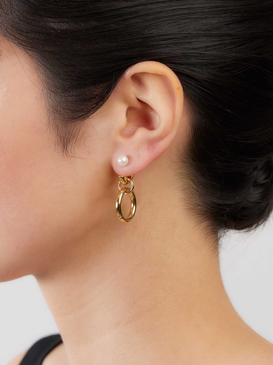 Anita Pearl Pierced Earring - Yellow Gold