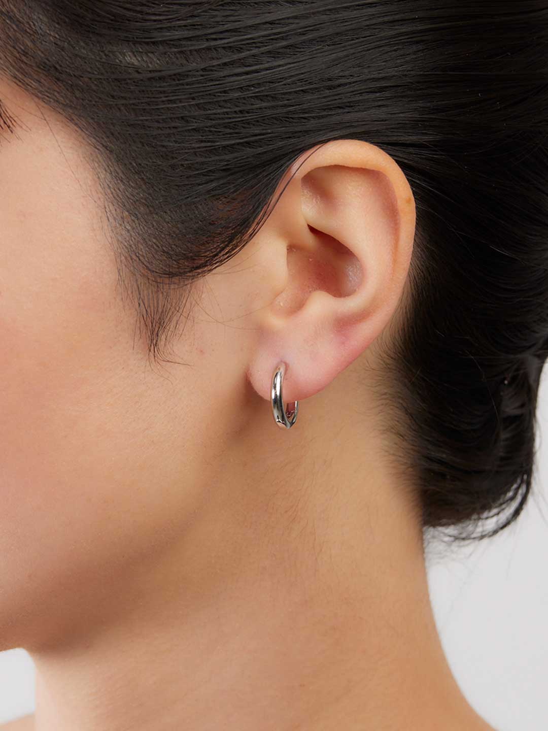 Slate 10 Huggie Pierced Earring - Silver