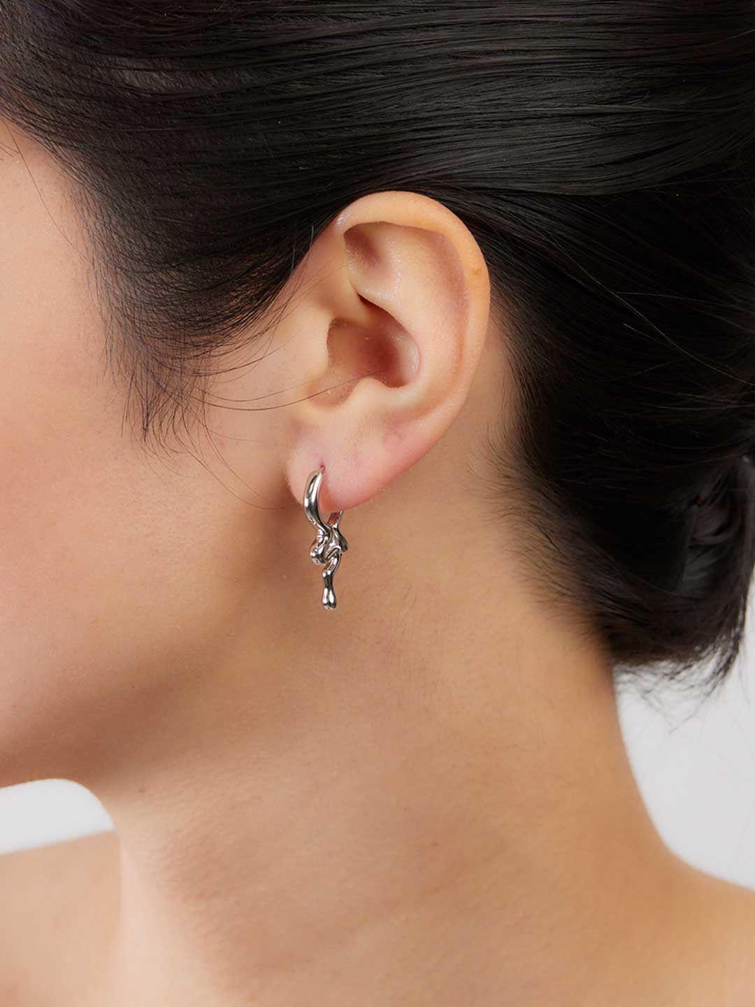 Maya Huggie Pierced Earring - Silver