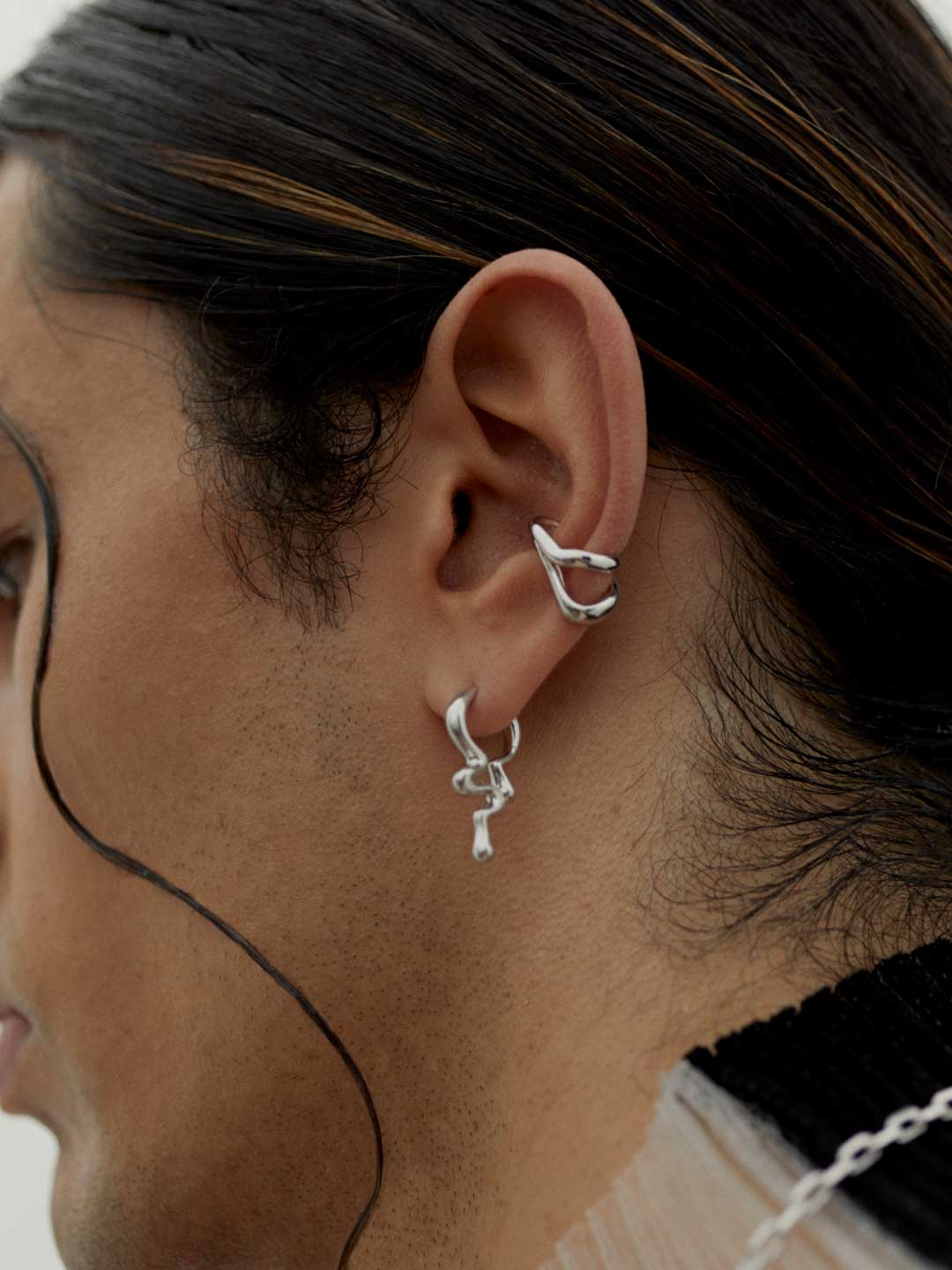 Maya Huggie Pierced Earring - Silver