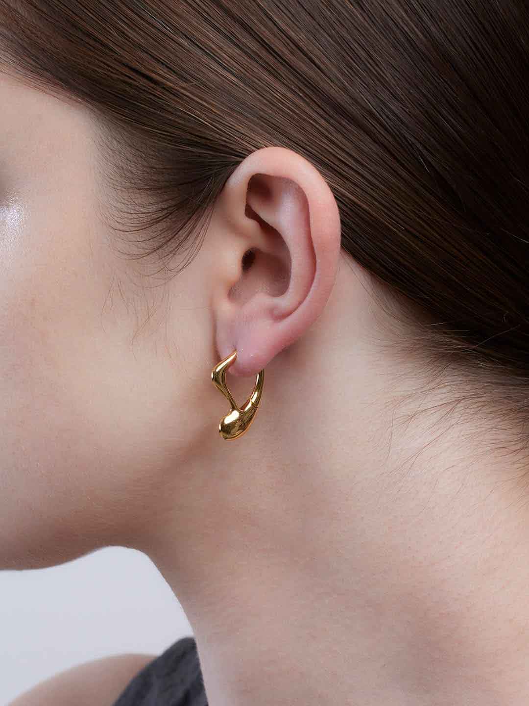Aiden Pierced Earring - Yellow Gold