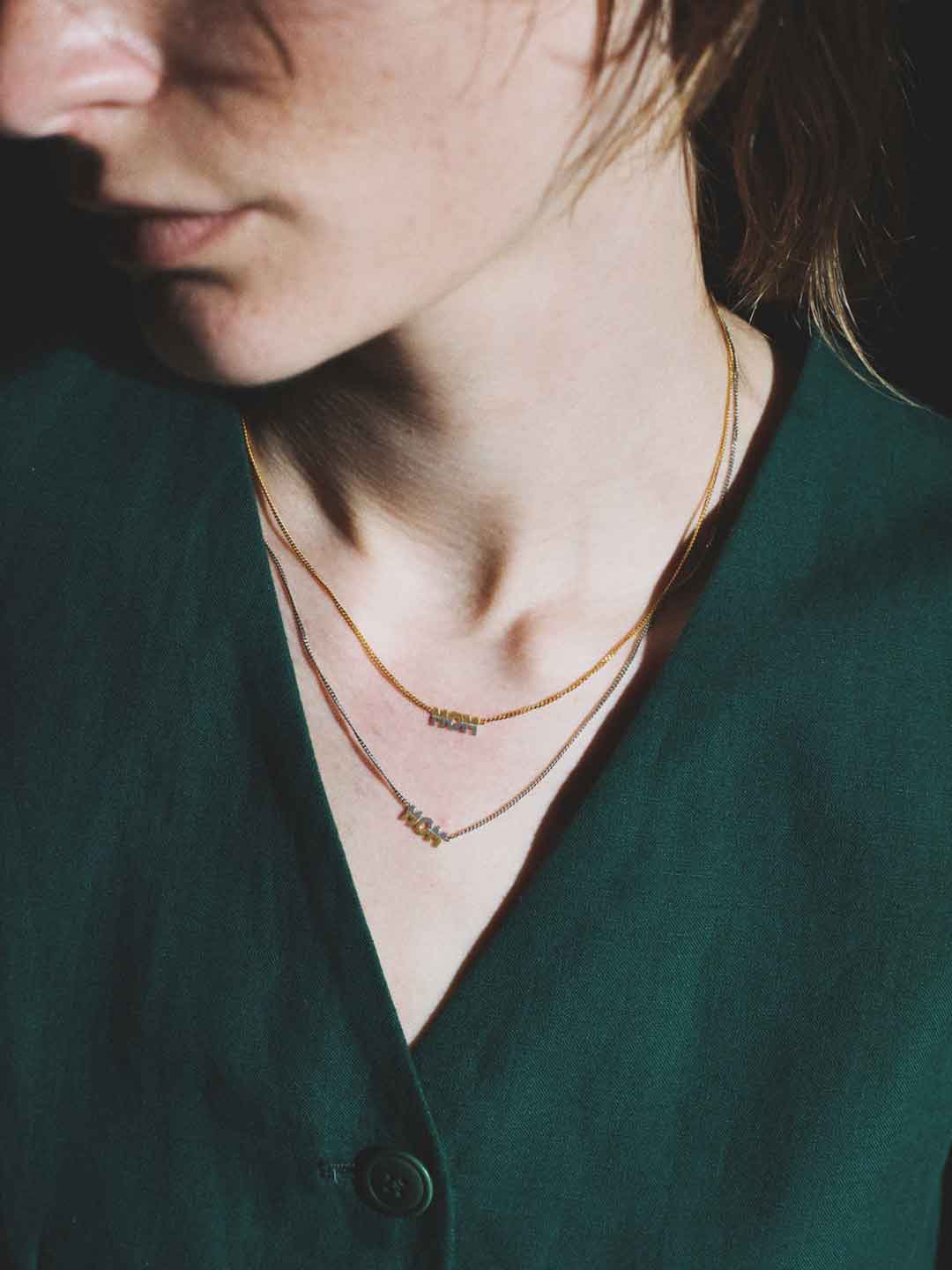 Mom Necklace -  Yellow Gold/Silver