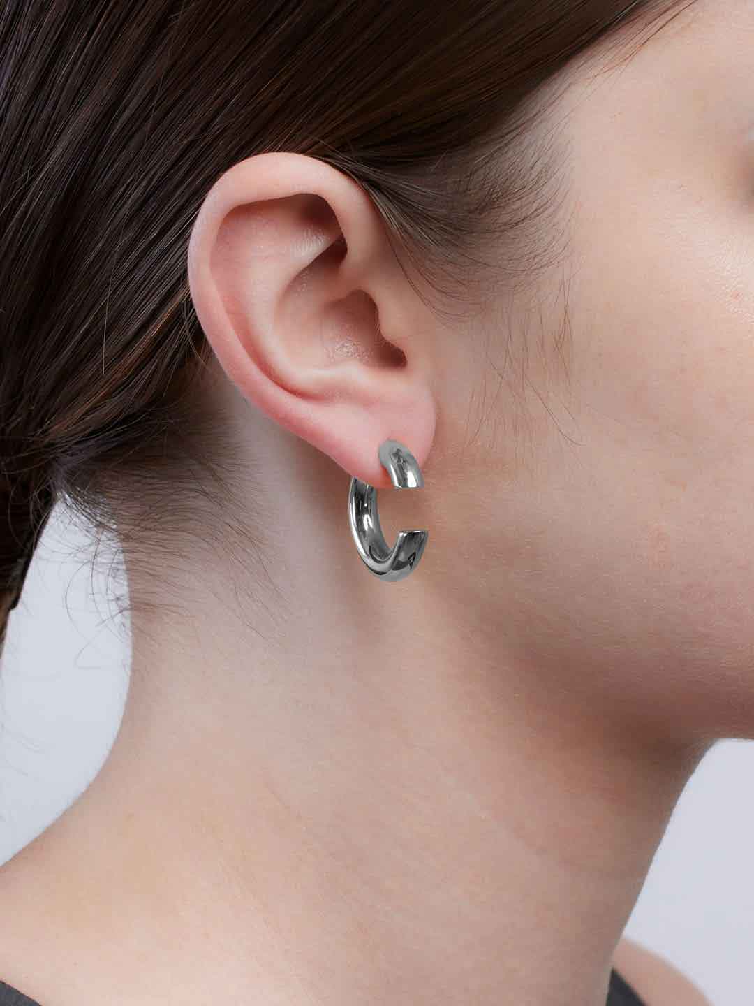 Closer Apart Hoop 25 Pierced Earring - Silver