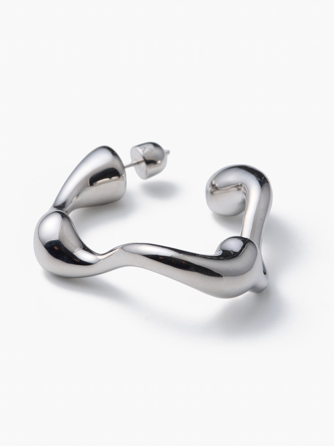 Splash Hoop Pierced Earring Large  - Silver