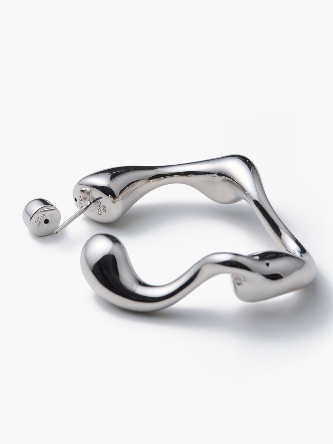 Splash Hoop Pierced Earring Large  - Silver