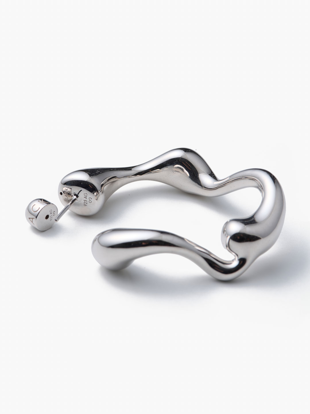 Splash Hoop Pierced Earring Large  - Silver