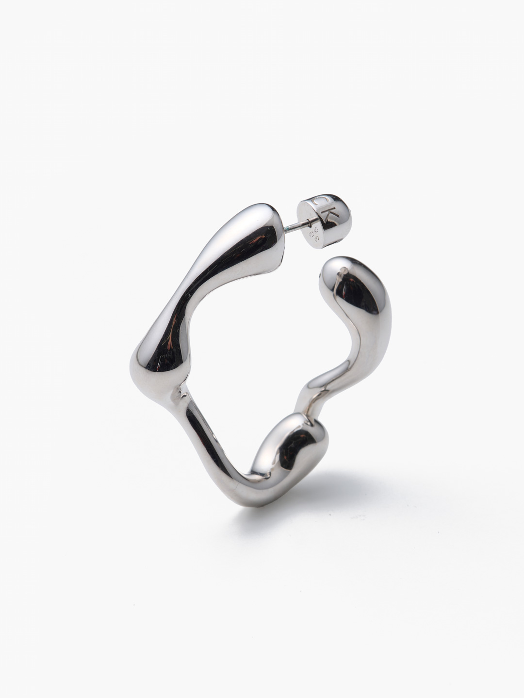 Splash Hoop Pierced Earring Large  - Silver