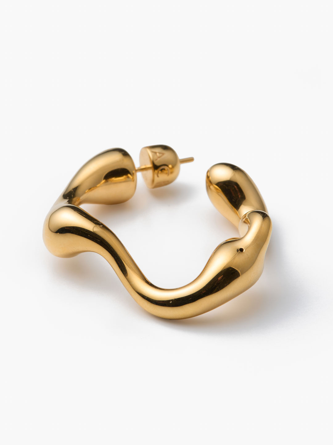Splash Hoop Pierced Earring Large  - Yellow Gold