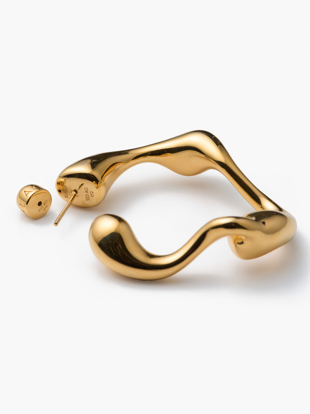 Splash Hoop Pierced Earring Large  - Yellow Gold