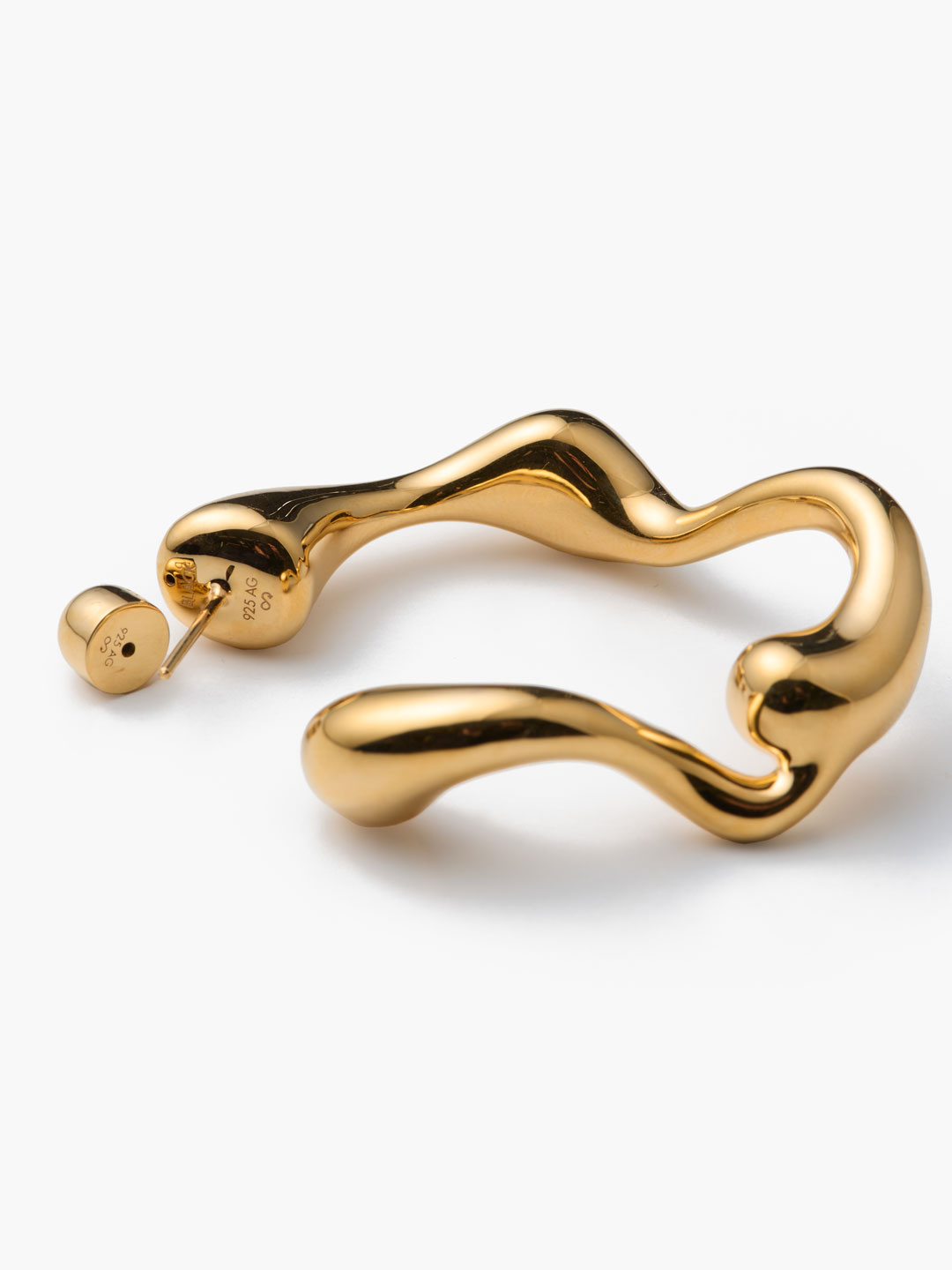 Splash Hoop Pierced Earring Large  - Yellow Gold
