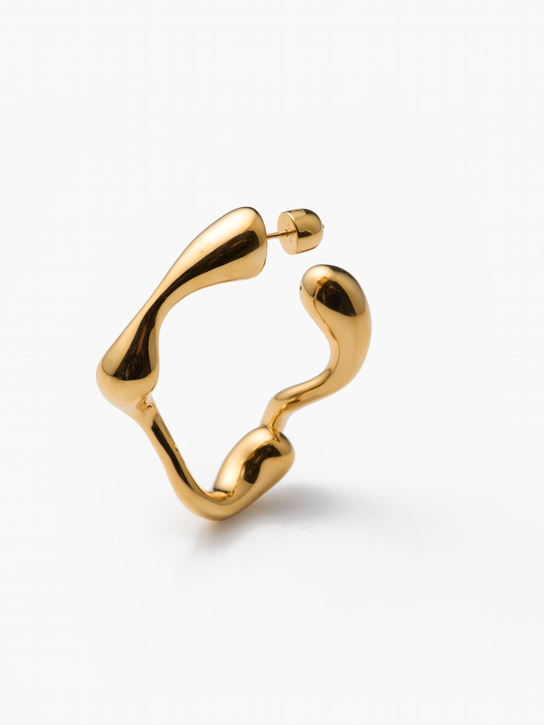 Splash Hoop Pierced Earring Large  - Yellow Gold