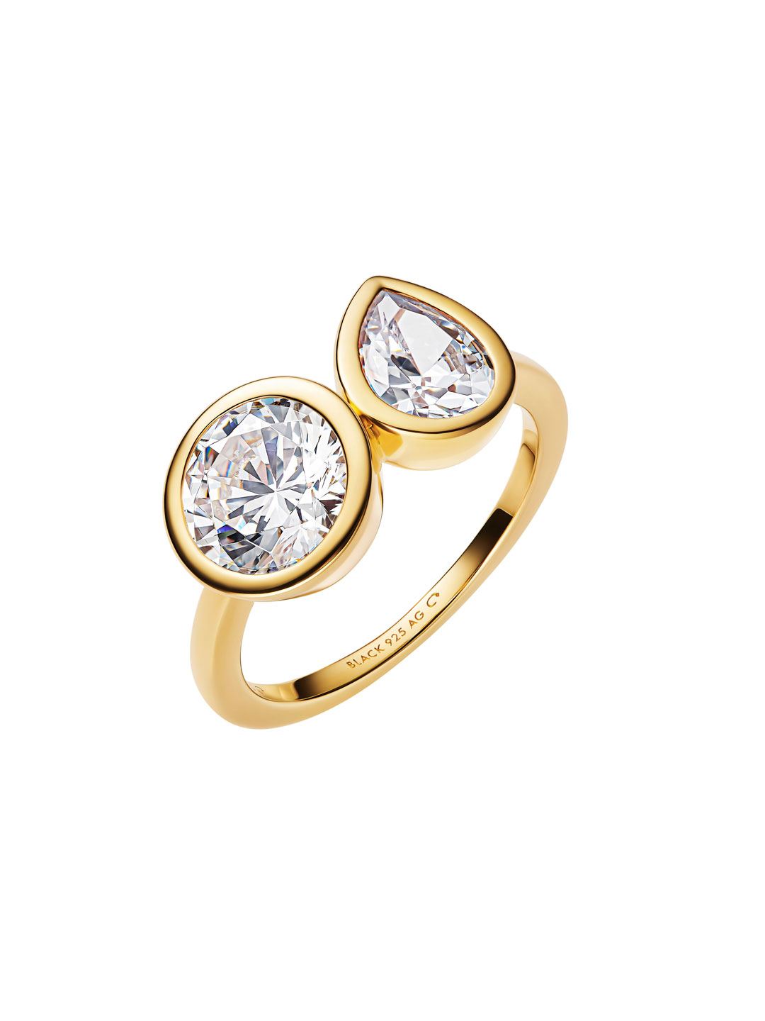 You & Me Signet Ring  - Yellow Gold