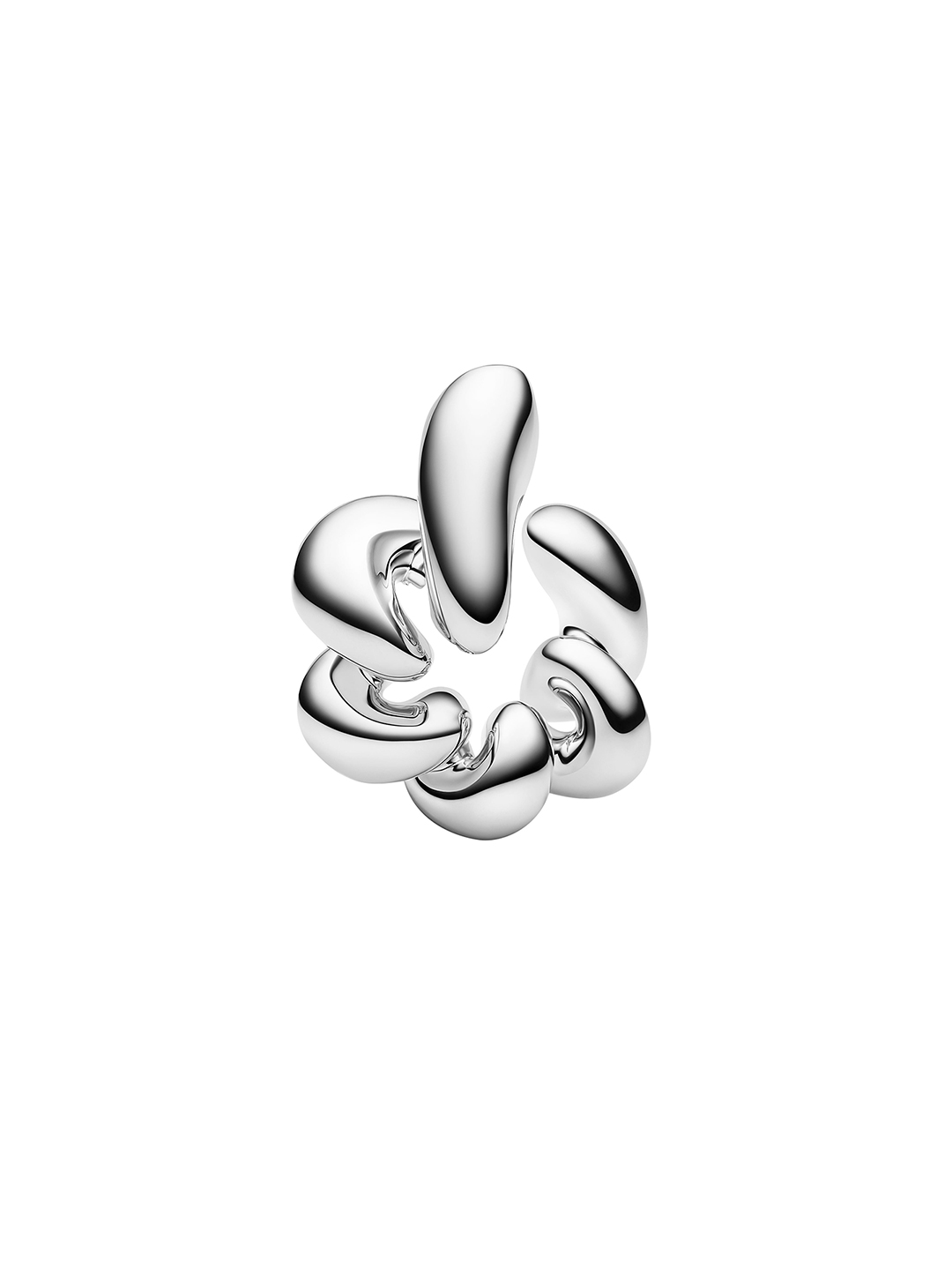 Coil Inverted Pierced Earring - Silver