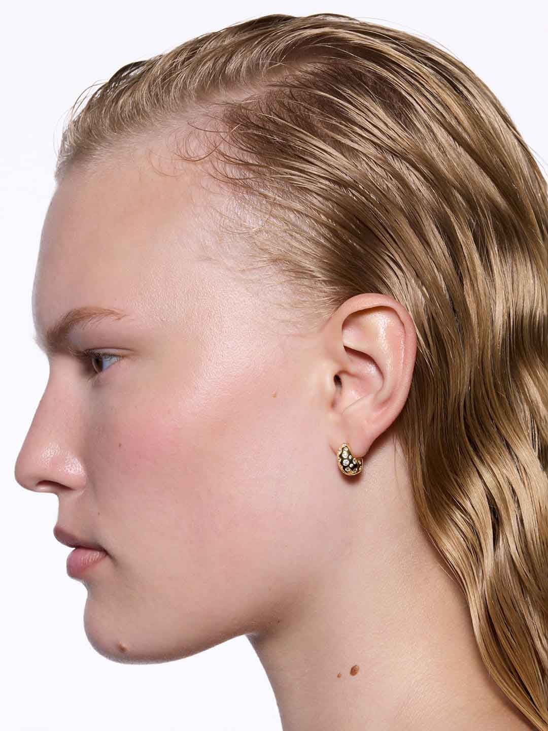Tryvann Popcorn Pierced Earring - Yellow Gold
