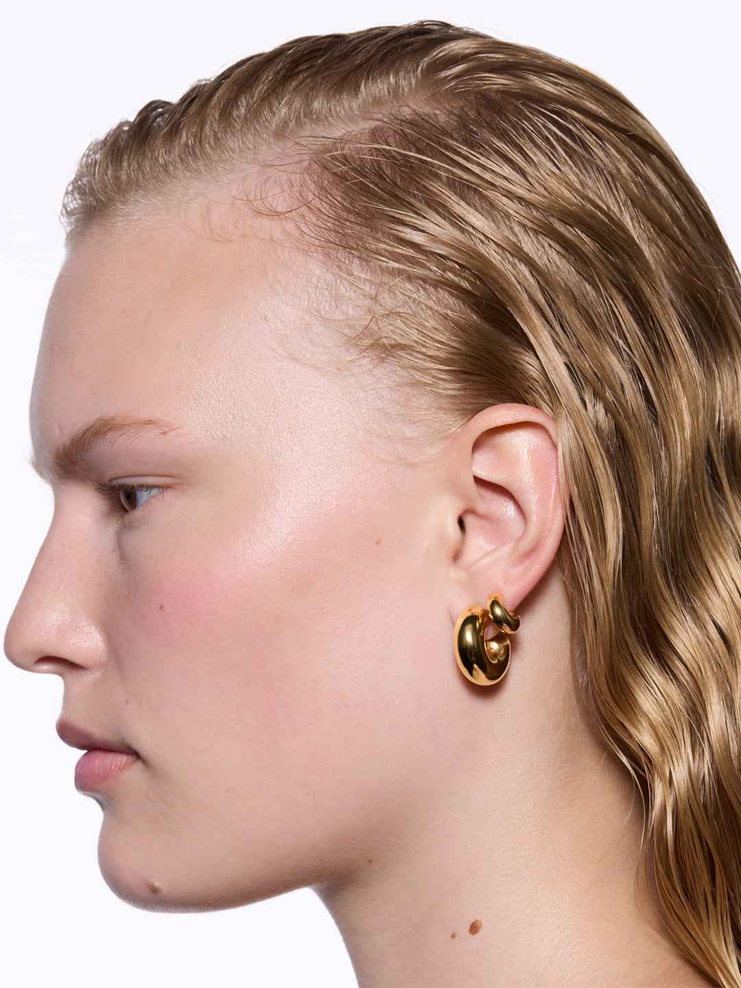 Prima Hoop Pierced Earring Large - Yellow Gold