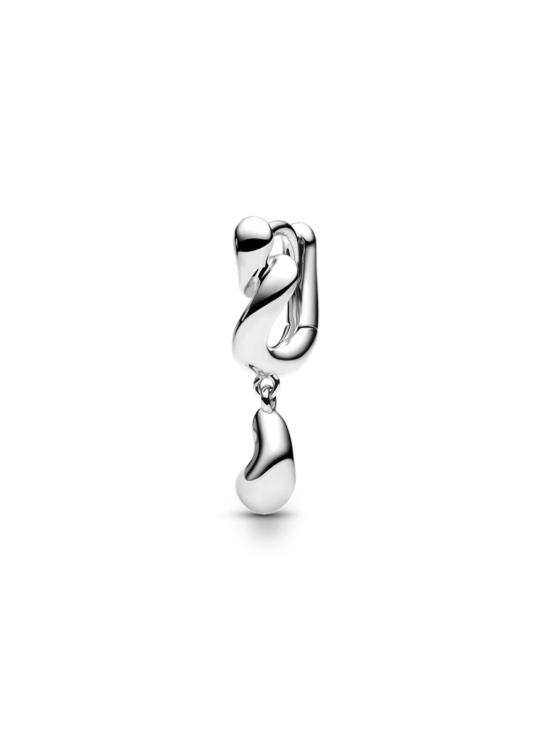 Whirl Drop Huggie Pierced Earring - Silver
