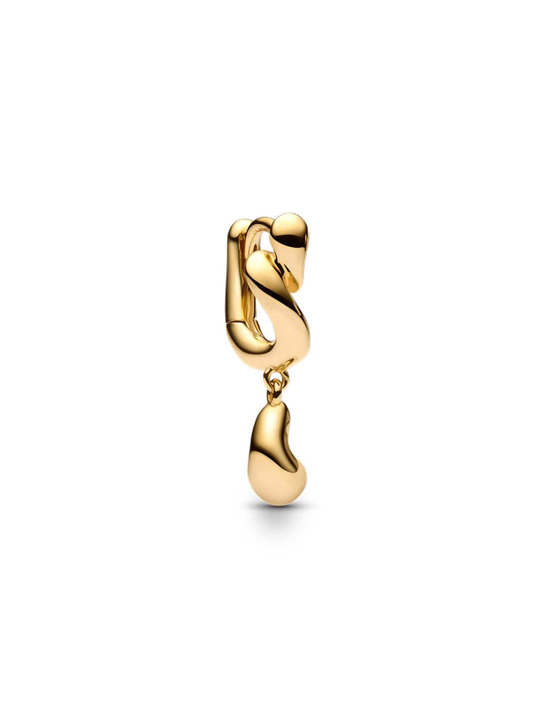Whirl Drop Huggie Pierced Earring - Yellow Gold