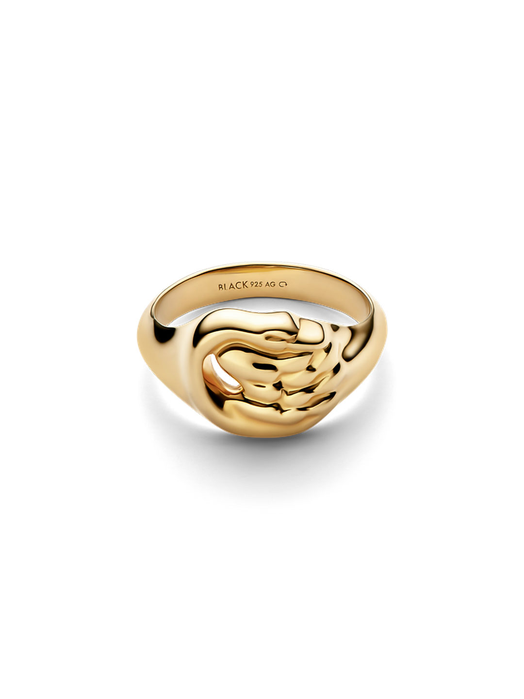 Swan Signet Ring  - Yellow Gold