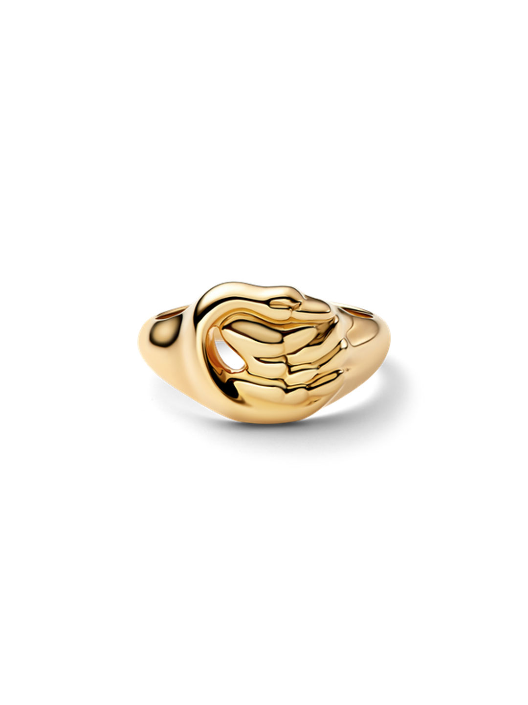 Swan Signet Ring - Yellow Gold