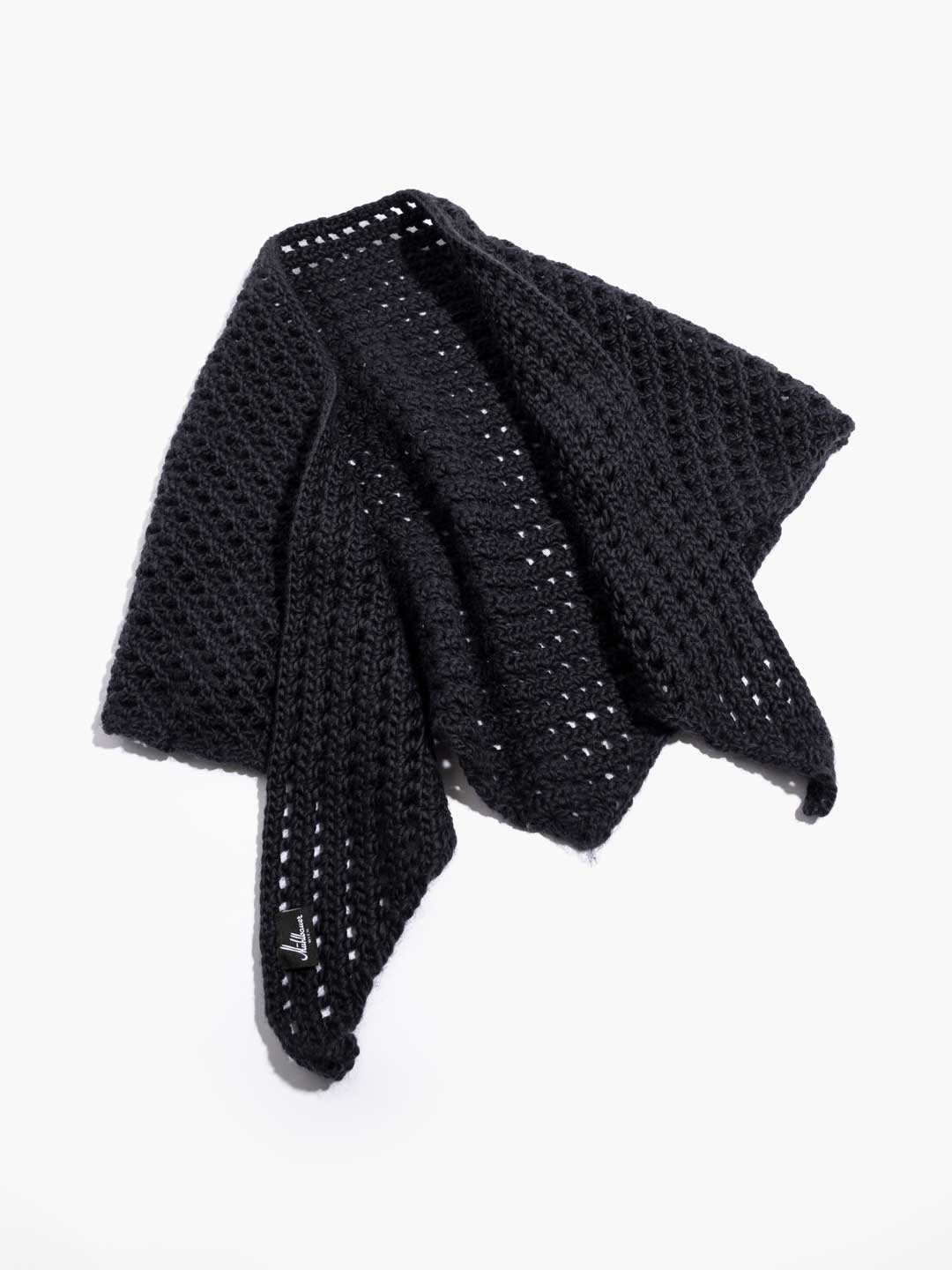 Hand-knitted Wool Shawl - Black