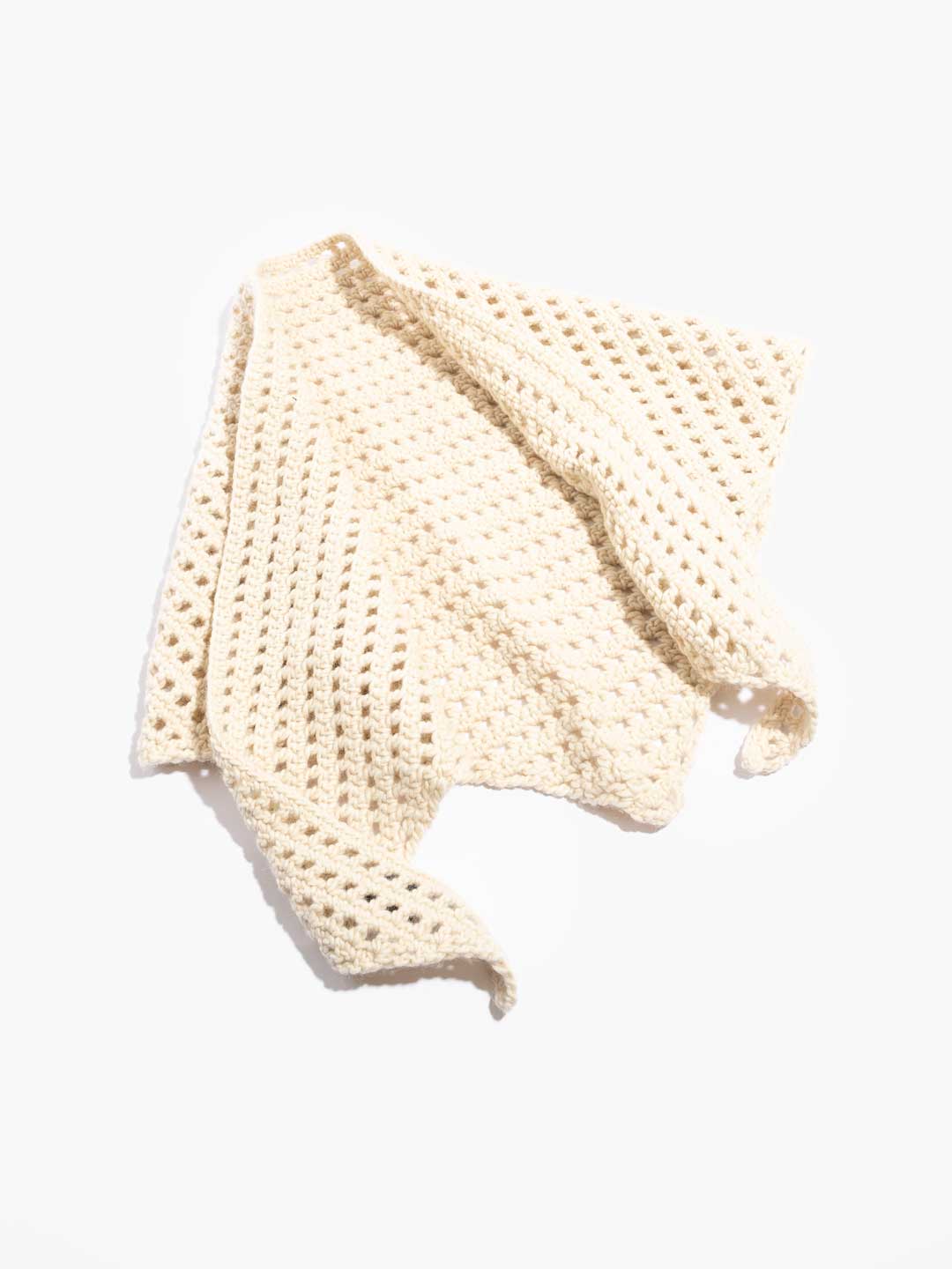 Hand-knitted Wool Shawl - Ecru