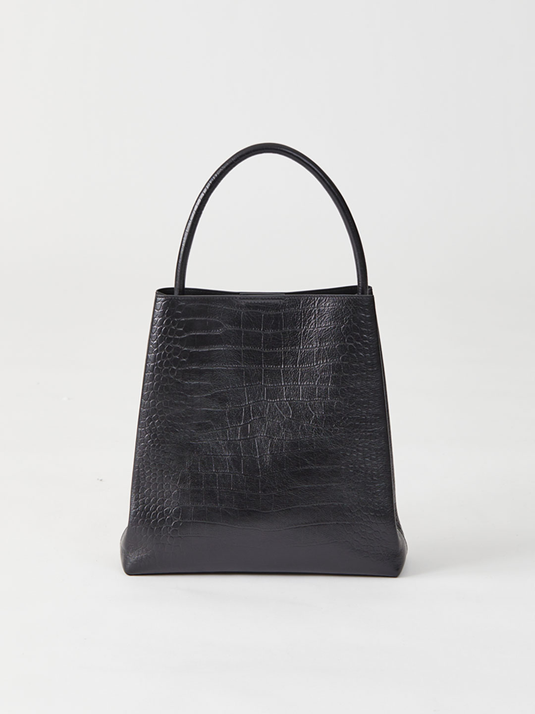Arch Handle Pleat Tote Bag - Black
