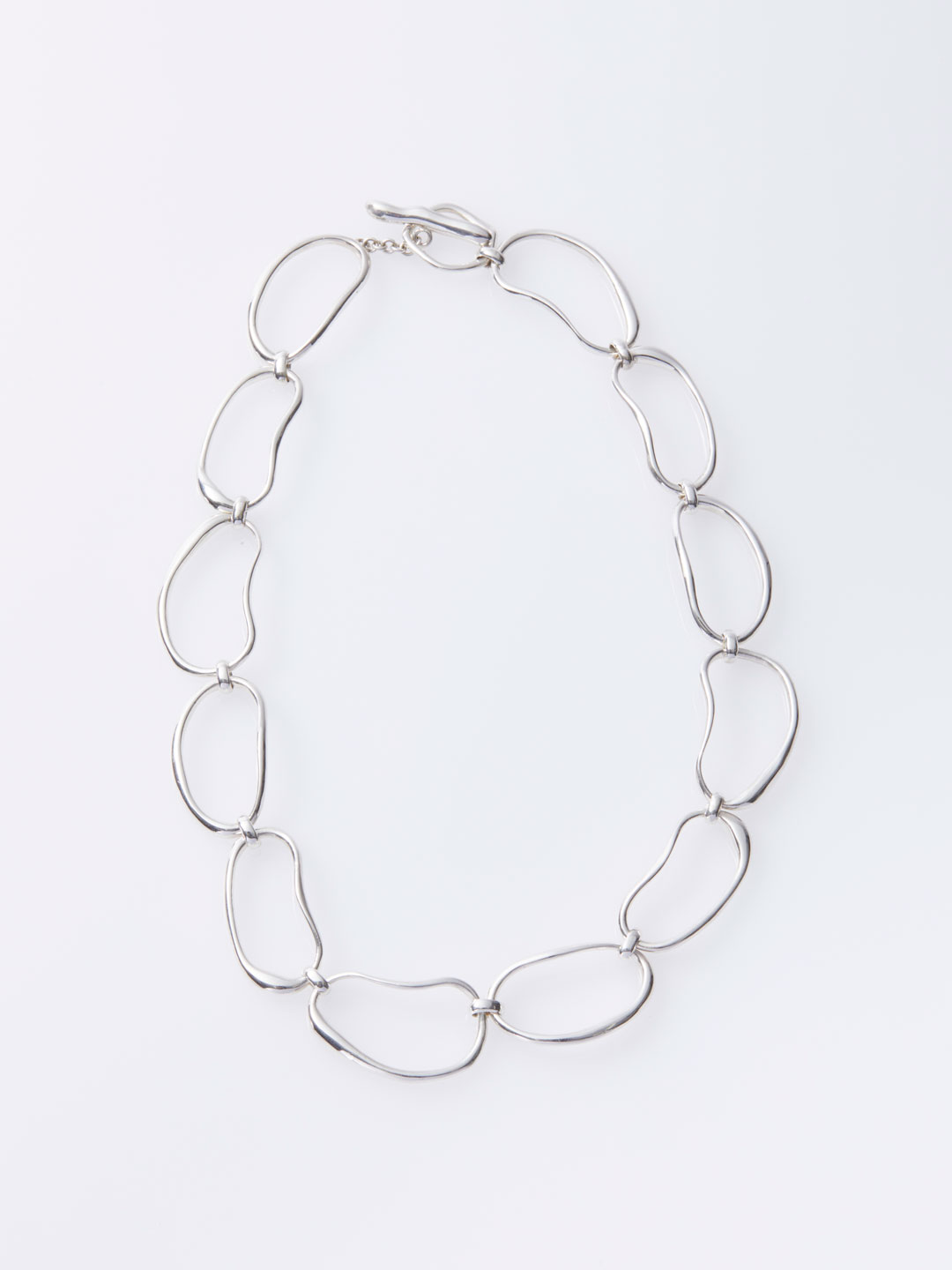 Handformed Oval Link Chain Neklace - Silver