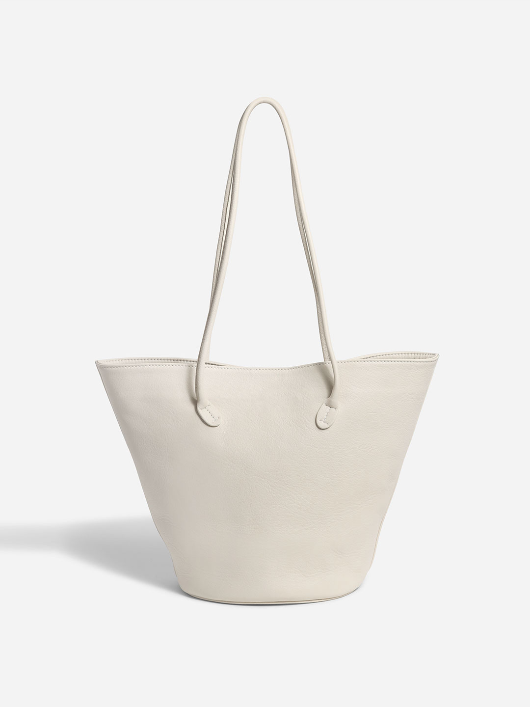 Soft Stucture Tall Oval Bucket Bag - Off White/Cream