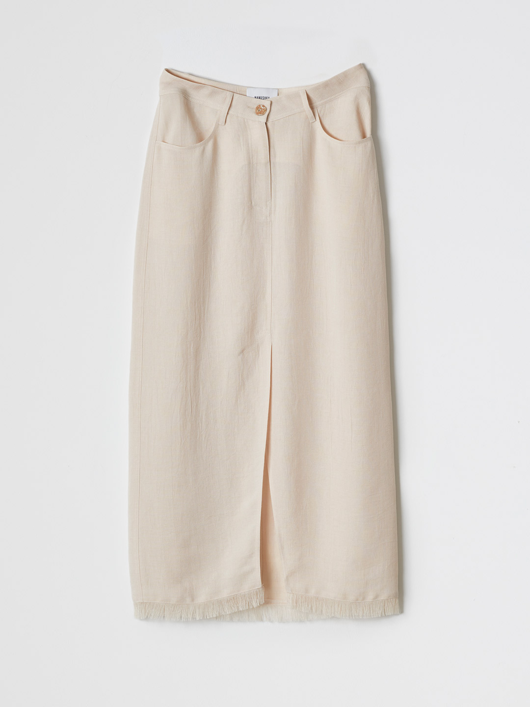 ZEFIR Long Fringe Detail Skirt - Creme