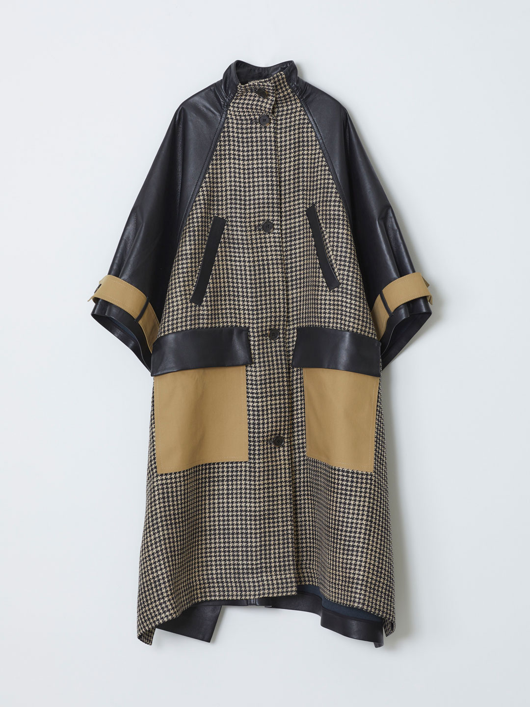 Nyree Recycled Leather Houndtooth Checked Coat - Multi