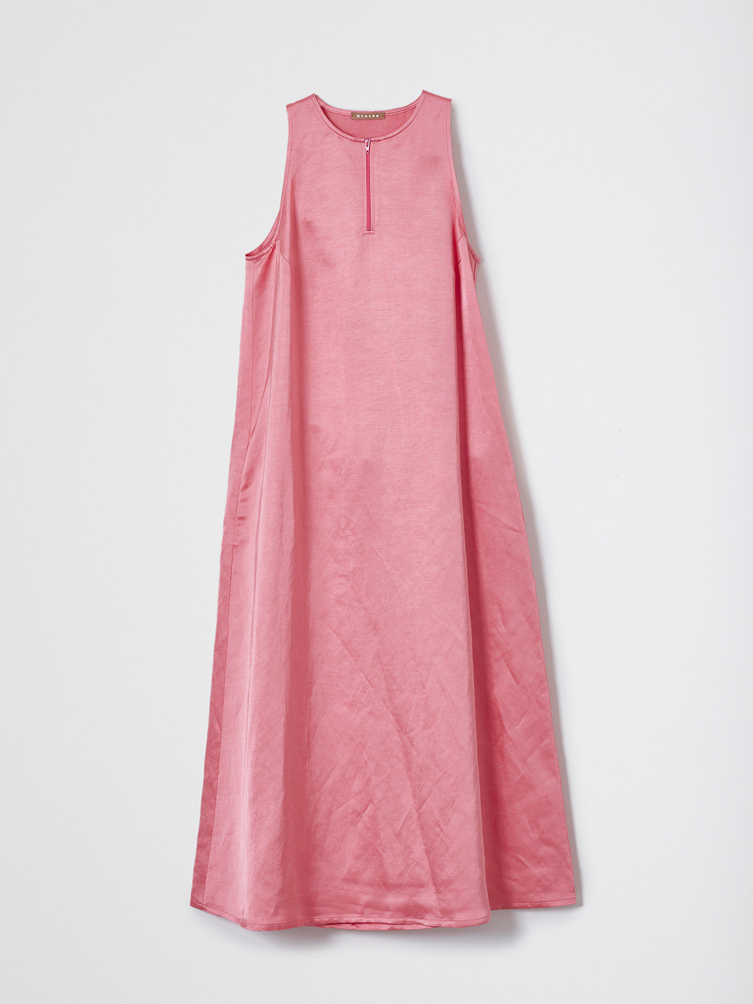 Satin Finish Viscose Sleeveless Dress - Pink
