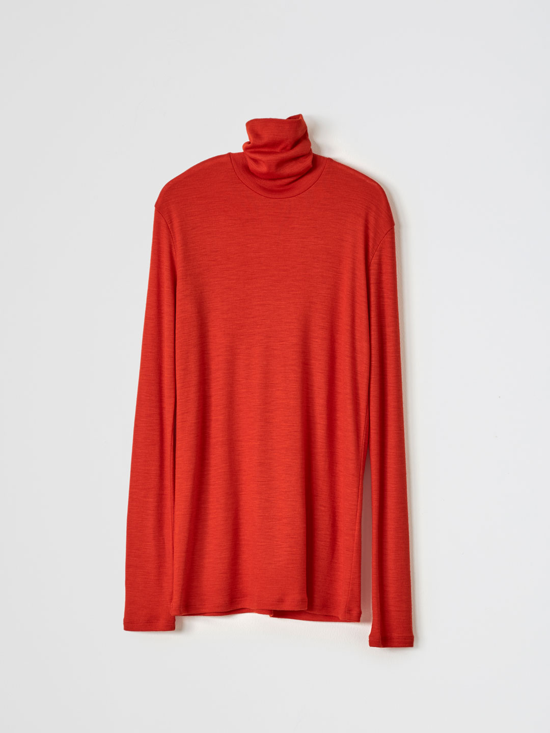 No 0064 Fine Wool Circular Rib High Neck - Orange