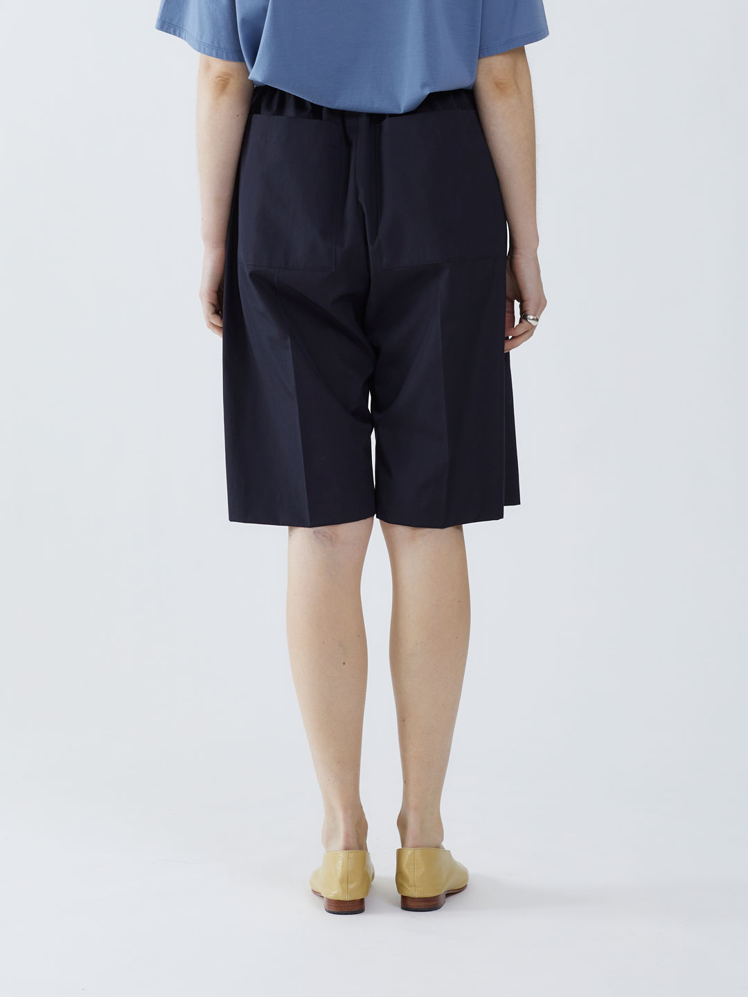 Wool Silk Shorts - Navy