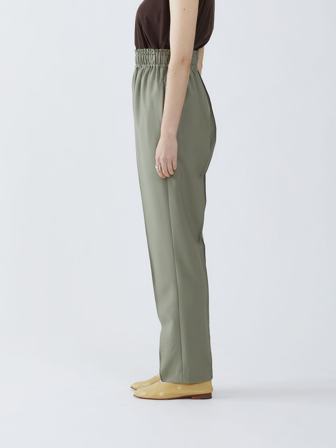 No.0144 Wool Easy Trousers - Sage