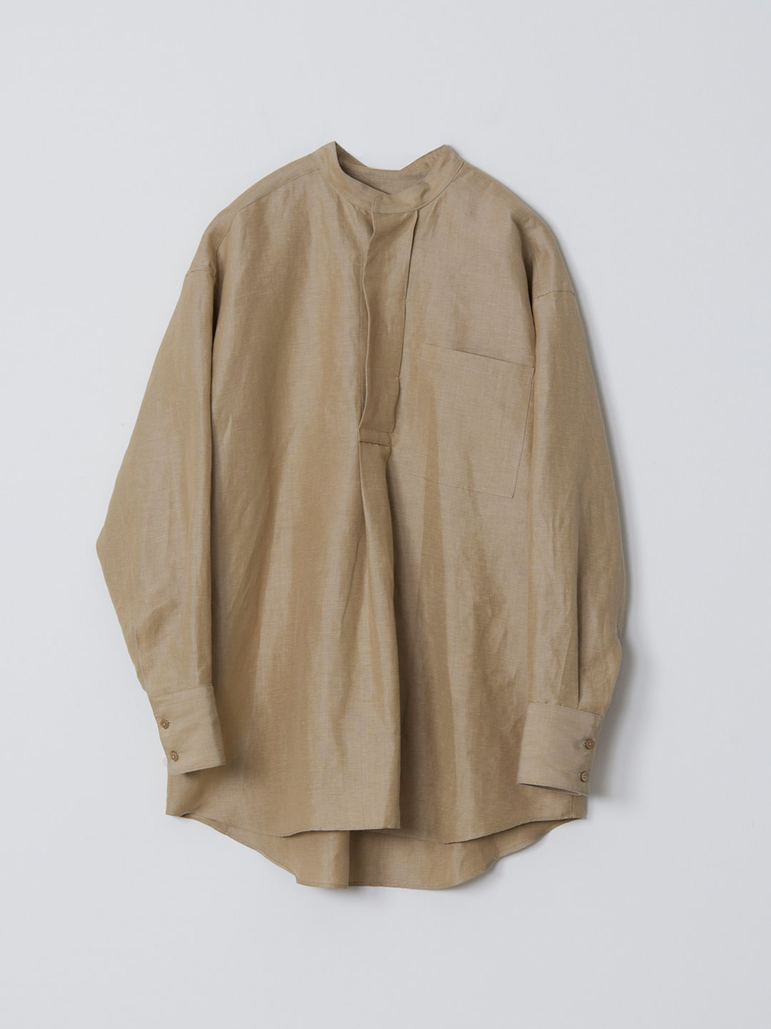 No 0220 Linen Silk Pull-Over Shirt - Beige