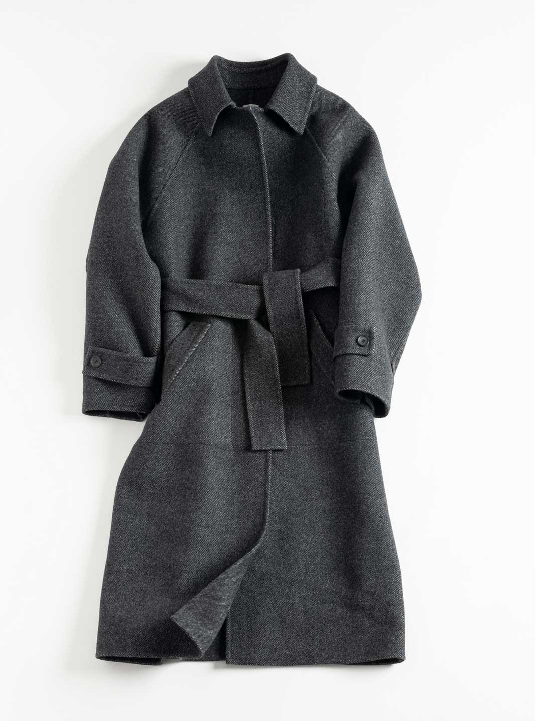 No.0098 Wool Rever Raglan Sleeve Coat - Grey