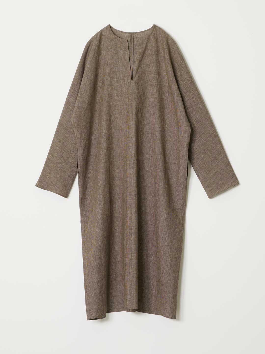 No.0301 Linen Wool Dress - Brown