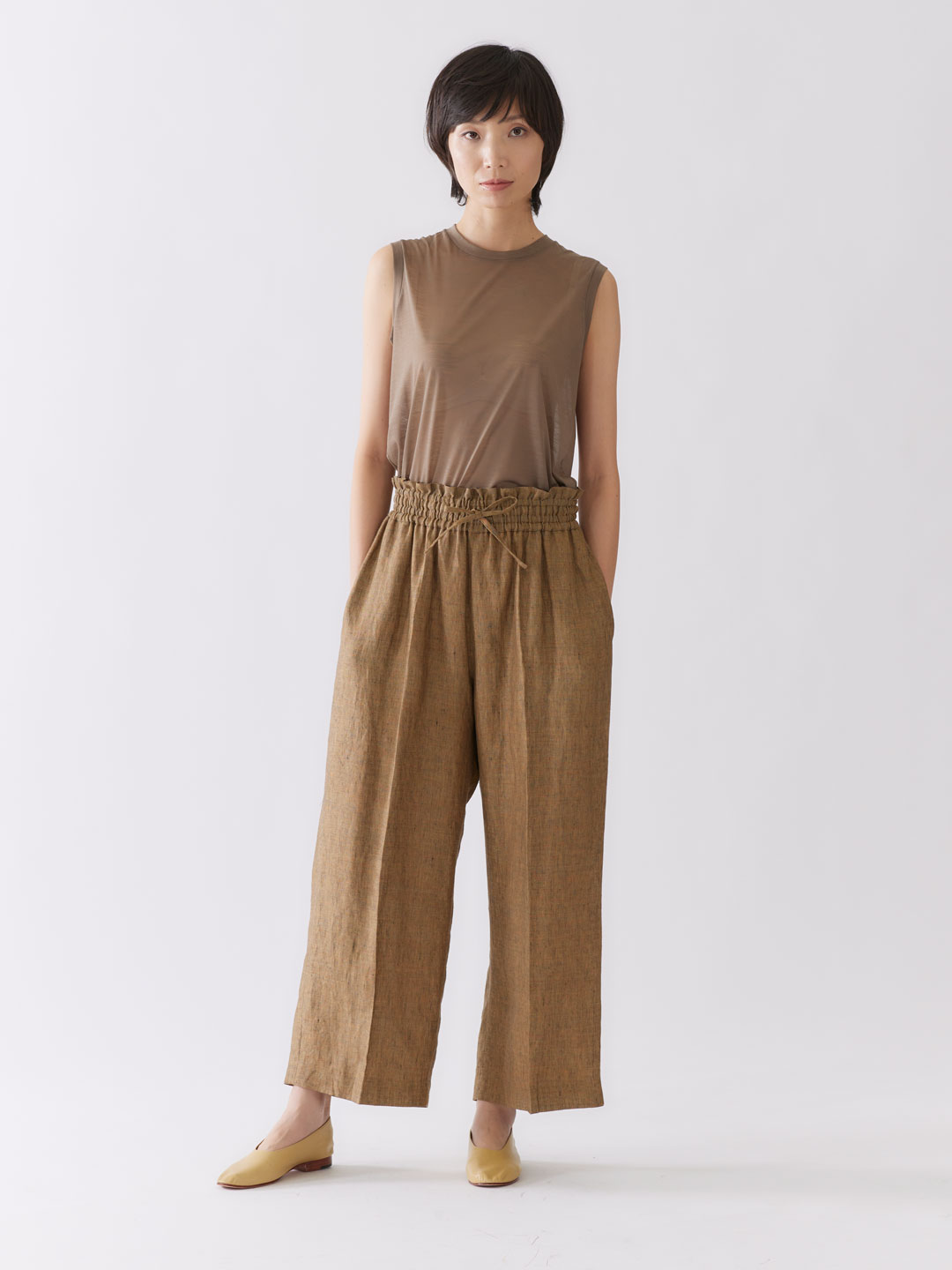 Linen Chambray Trousers - Brown