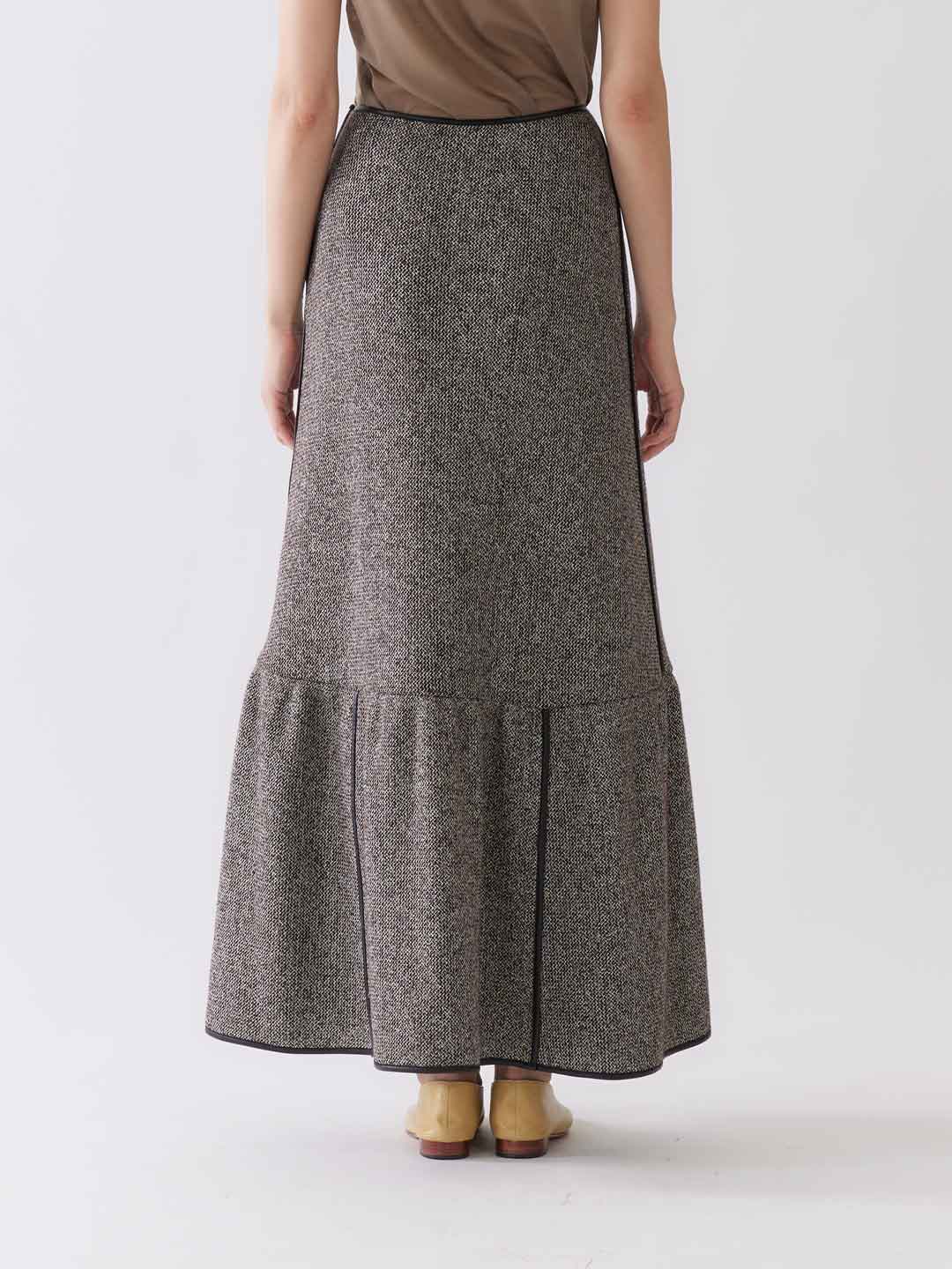 Wool Cotton Knit Skirt - Brown