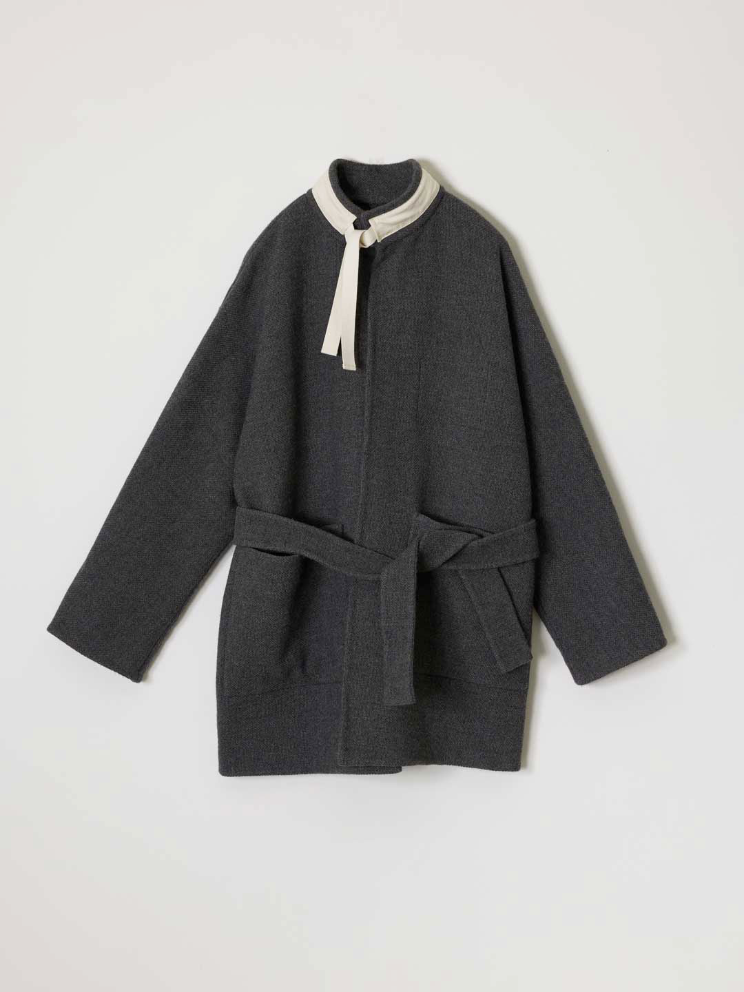 No.0330 Merino Wool Rever Dolman Coat - Light Grey