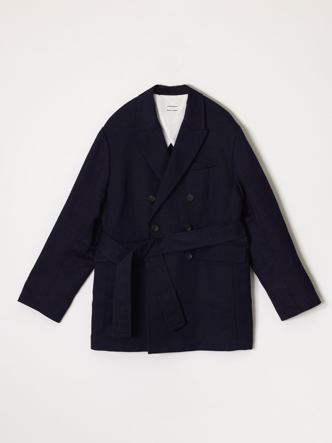 No.0342 Wool Washi Paper Double Jacket - Navy
