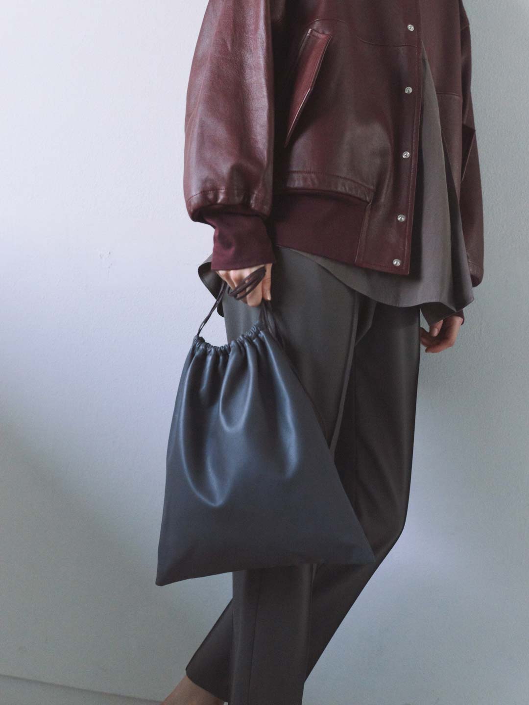 Lamb Leather Bag - Grey