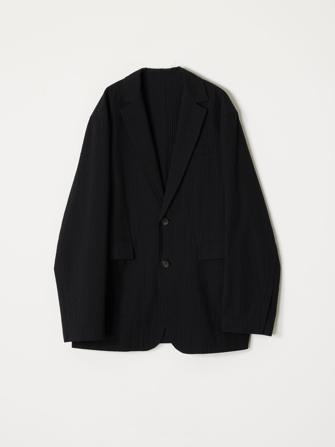 No.0380 Cotton Silk Seersucker Jacket - Black